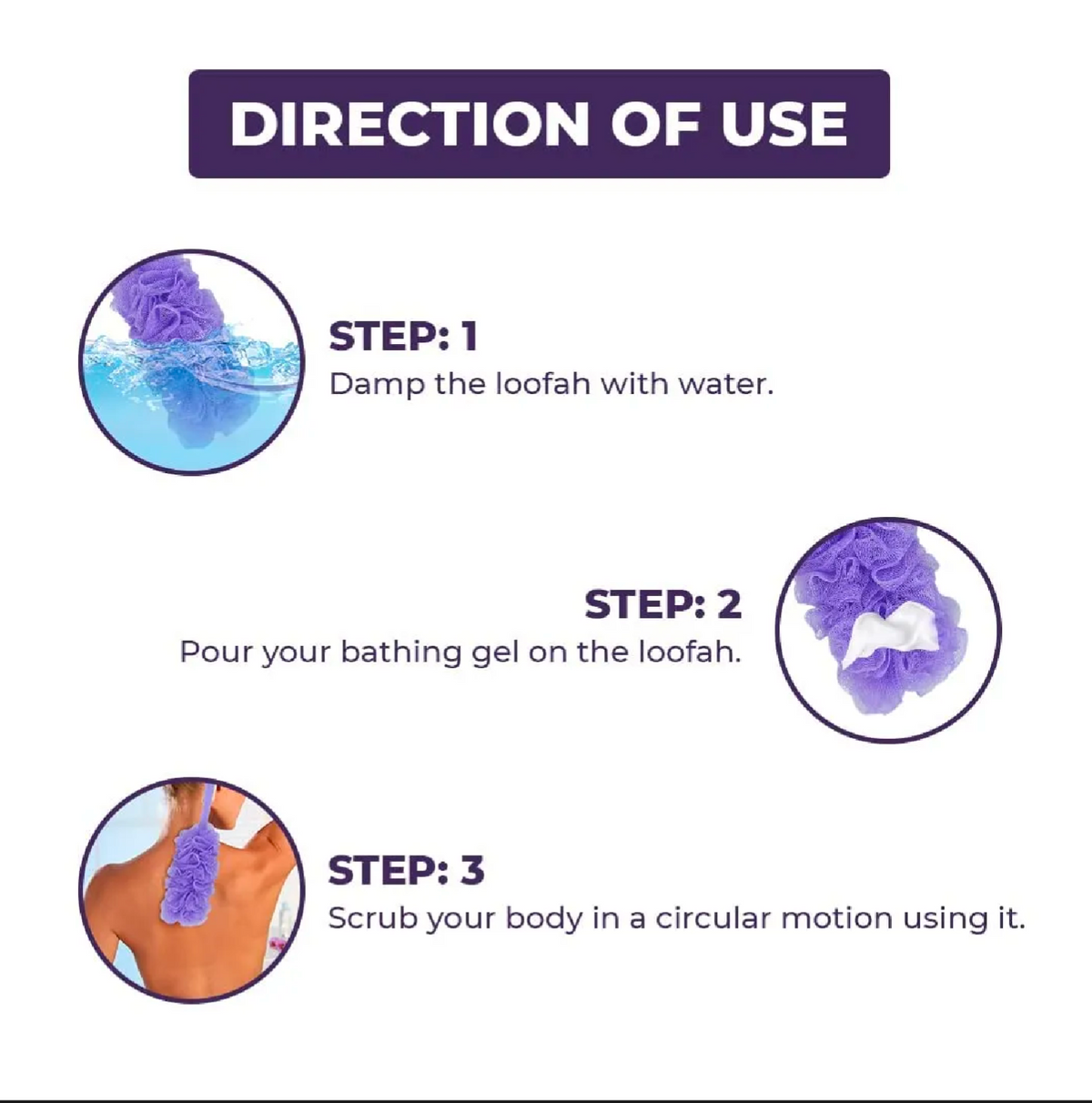 Long Handle Bath Loofah Body Scrubber – Deep Cleansing & Exfoliating Shower Brush
