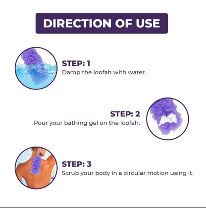 Long Handle Bath Loofah Body Scrubber – Deep Cleansing & Exfoliating Shower Brush