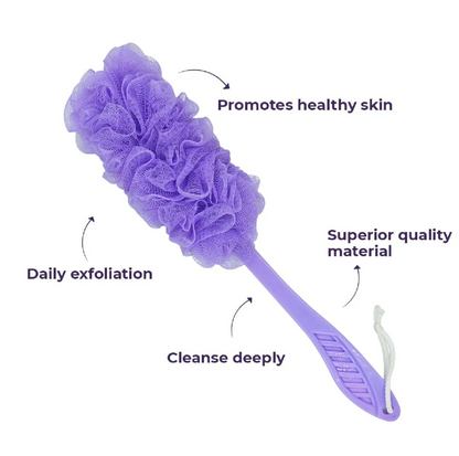 Long Handle Bath Loofah Body Scrubber – Deep Cleansing & Exfoliating Shower Brush