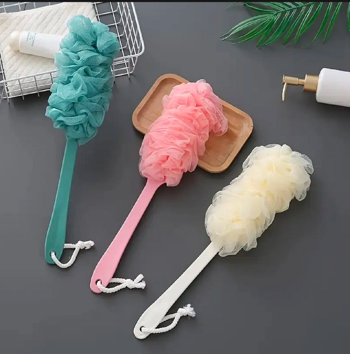 Long Handle Bath Loofah Body Scrubber – Deep Cleansing & Exfoliating Shower Brush
